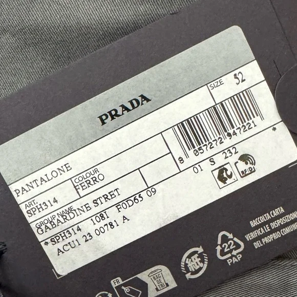 Prada Men's Triangle Logo Cotton Stretch Five Pockets Shorts- Gray Color